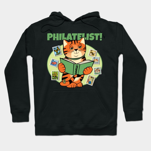 Stamp Collector Philatelist Cat Hoodie by Sue Cervenka